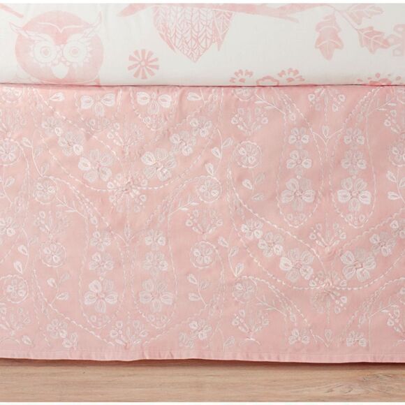 Pottery Barn Kids Mckenna Velvet Crib Skirt Pink - Picture 1 of 3